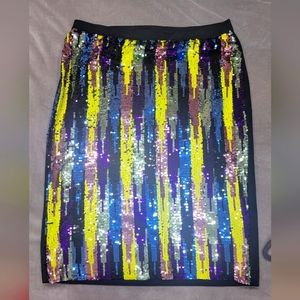 Eloquii Multicolored Sequined Skirt